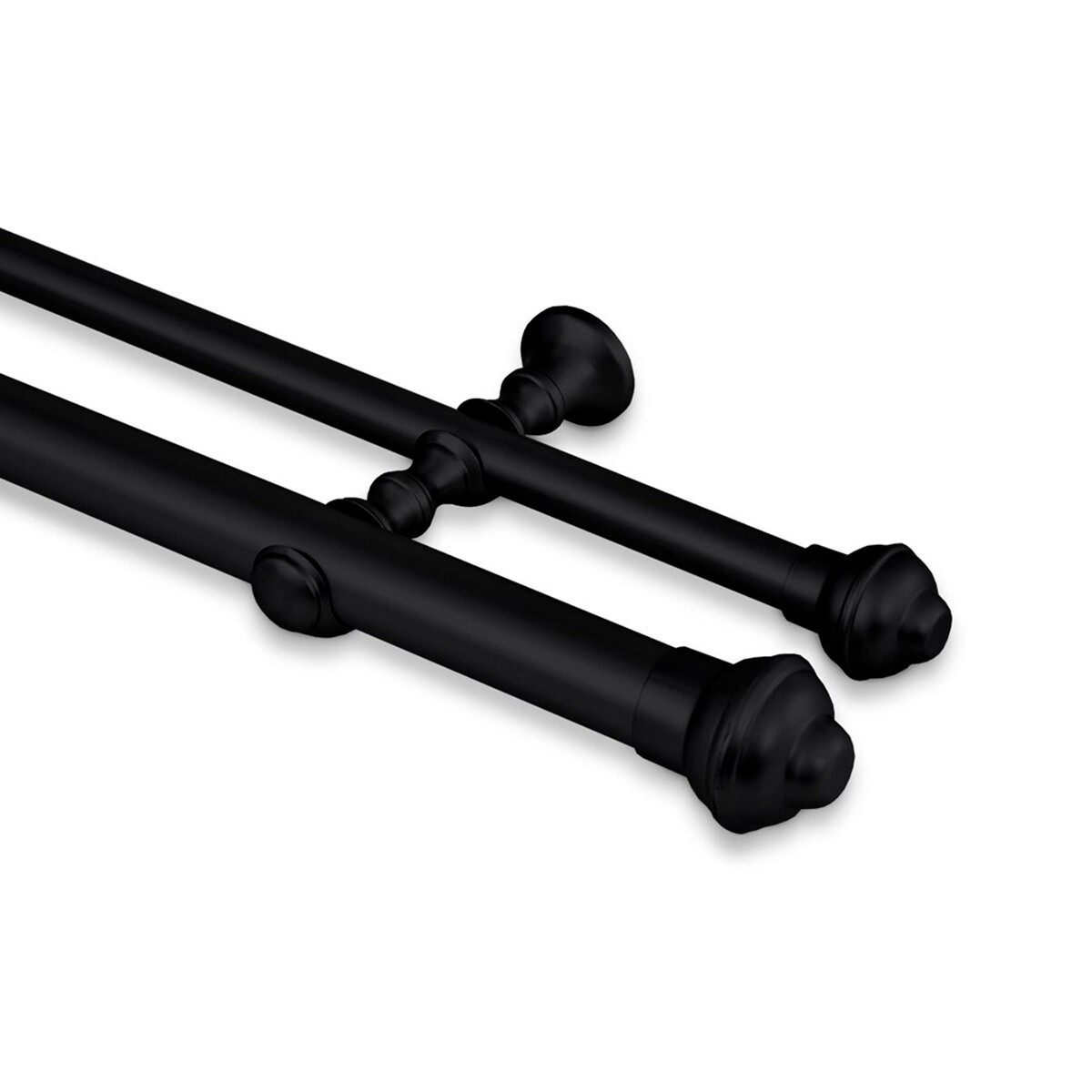Barrote cortina doble de metal 2 Metros + 2 Soportes - NEGRO 