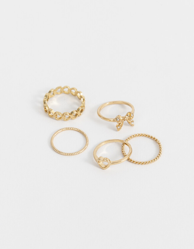 Sets Anillos Strass Sets De Anillos Con Strass Crystal - Dorado