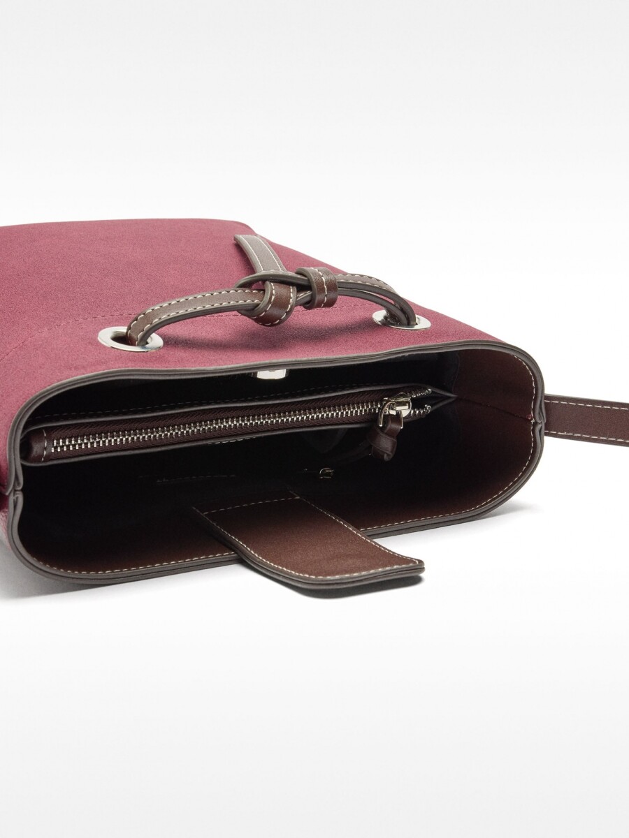 Bolso Bombonera Efecto Piel burdeos