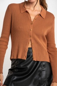 Cardigan Cuello Polo Mocha