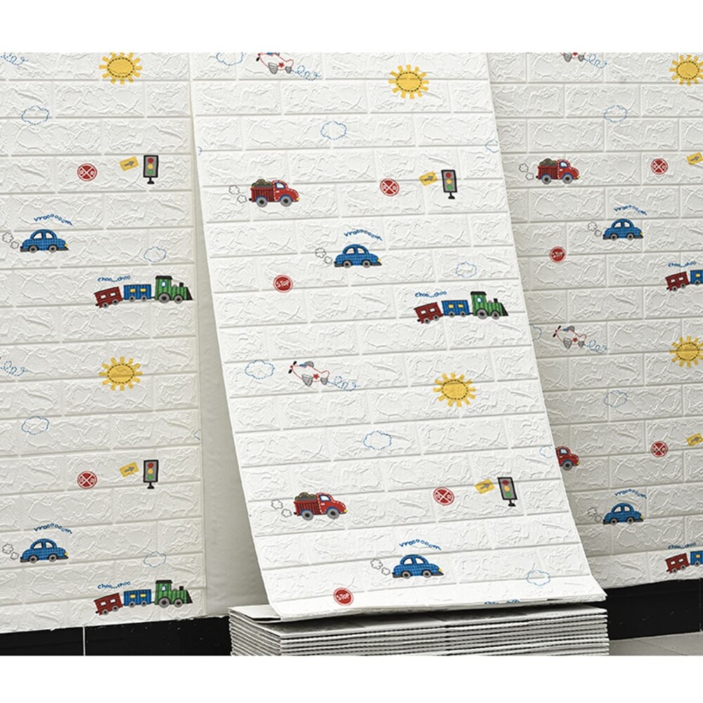 Panel Revestimiento Placa Pared Autoadhesiva Pack x10 Autitos