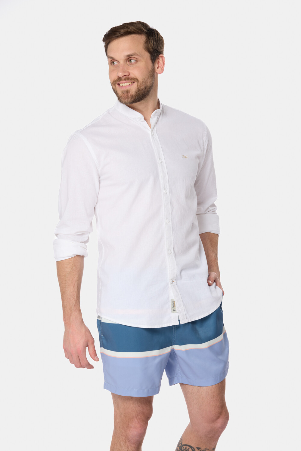 SHORT DE BAÑO RAYADO Azul