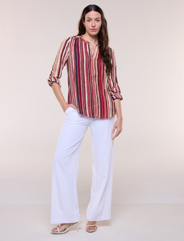Blusa Gasa Print MULTI/ROJO