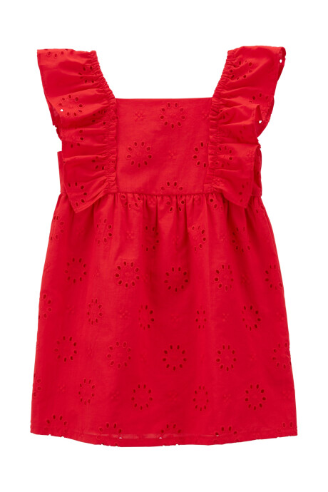 Vestido de algodón, con ojales, rojo Sin color