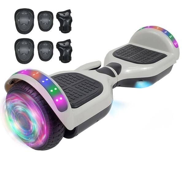 Skate Electrico Hoverboard Musica Bluetooth Luces Patineta Variante Diseño Blanco