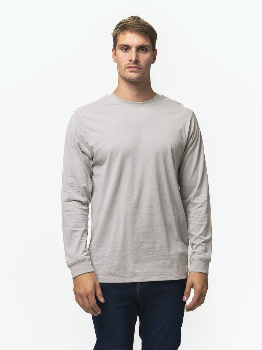 Remera Manga Larga Algodón - Gris Claro 