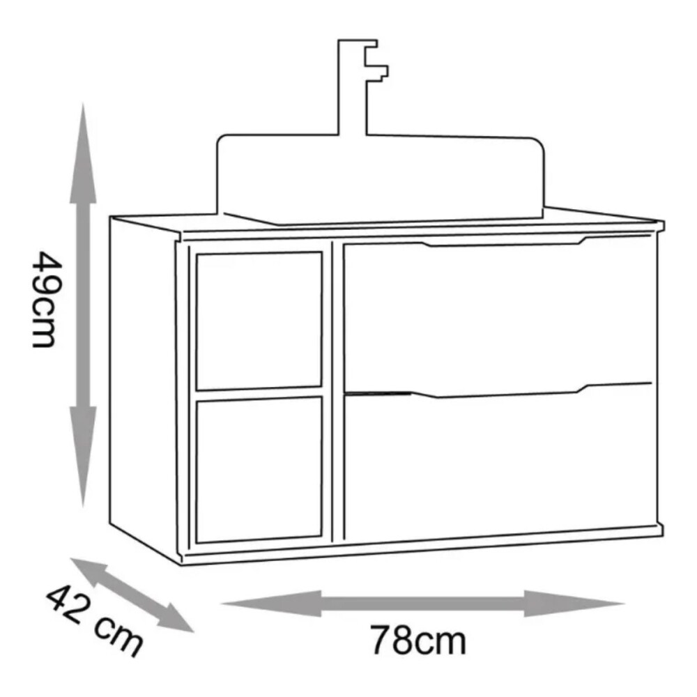 Mueble de baño suspendido Livia 78cm catedral con bacha de loza Mueble De Baño Suspendido Livia 78cm Catedral Con Bacha De Loza