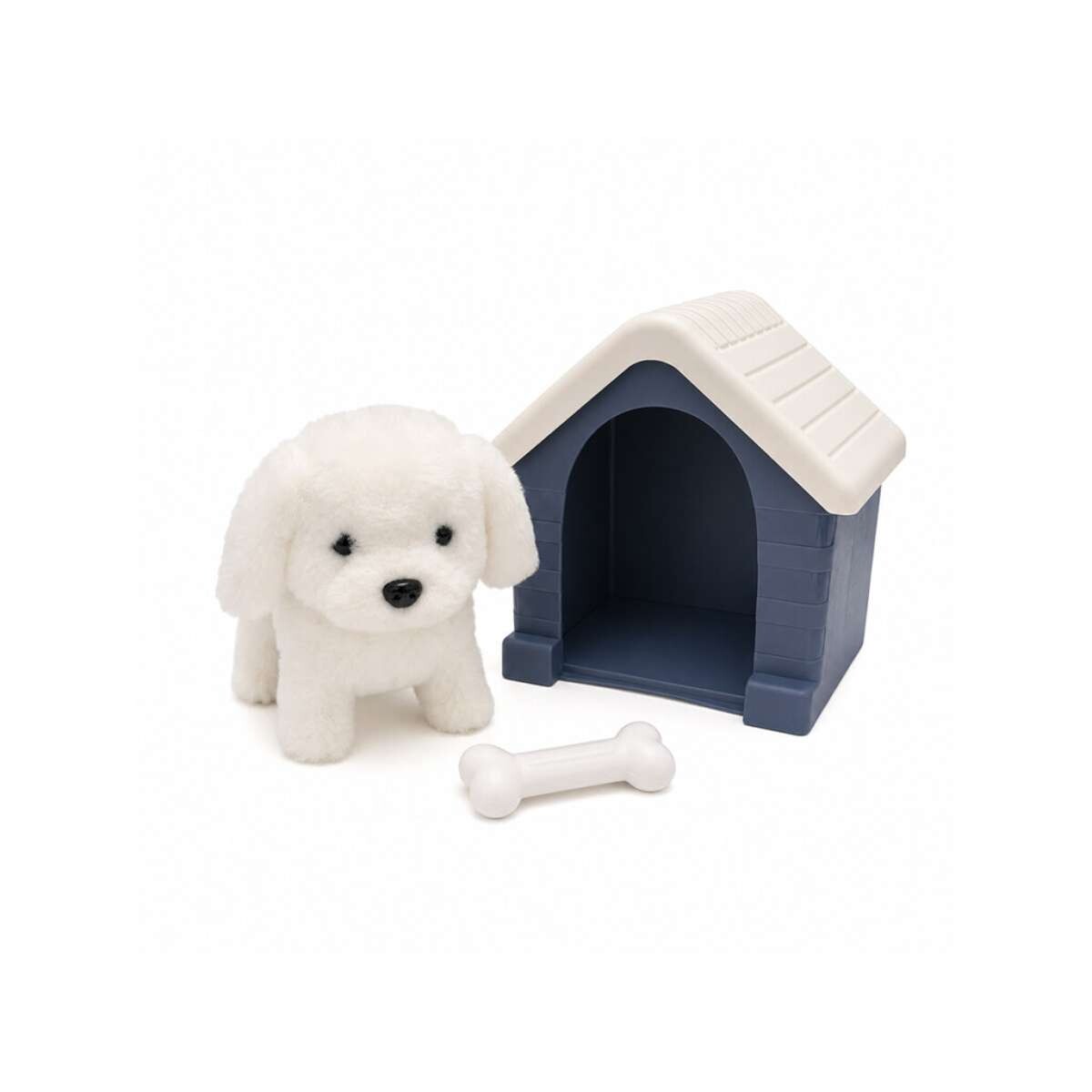 Perrito de peluche con casita y accesorios - Blanco 