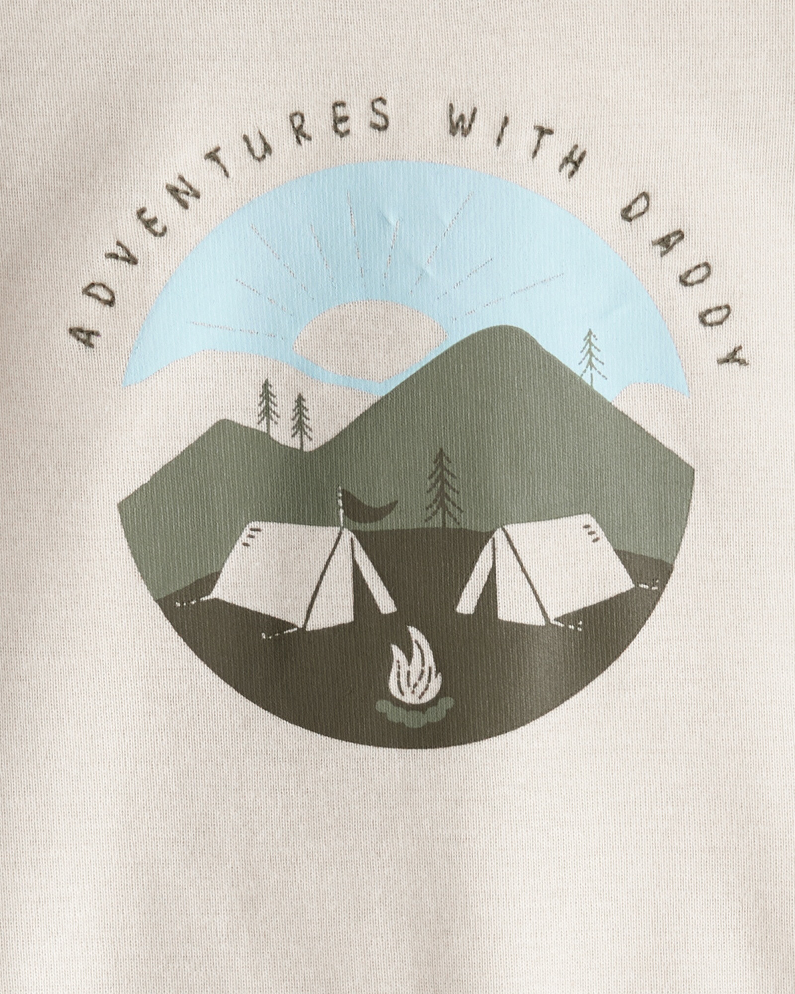 Set dos piezas de algodón, pantalón y body, diseño camping Set dos piezas de algodón, pantalón y body, diseño camping