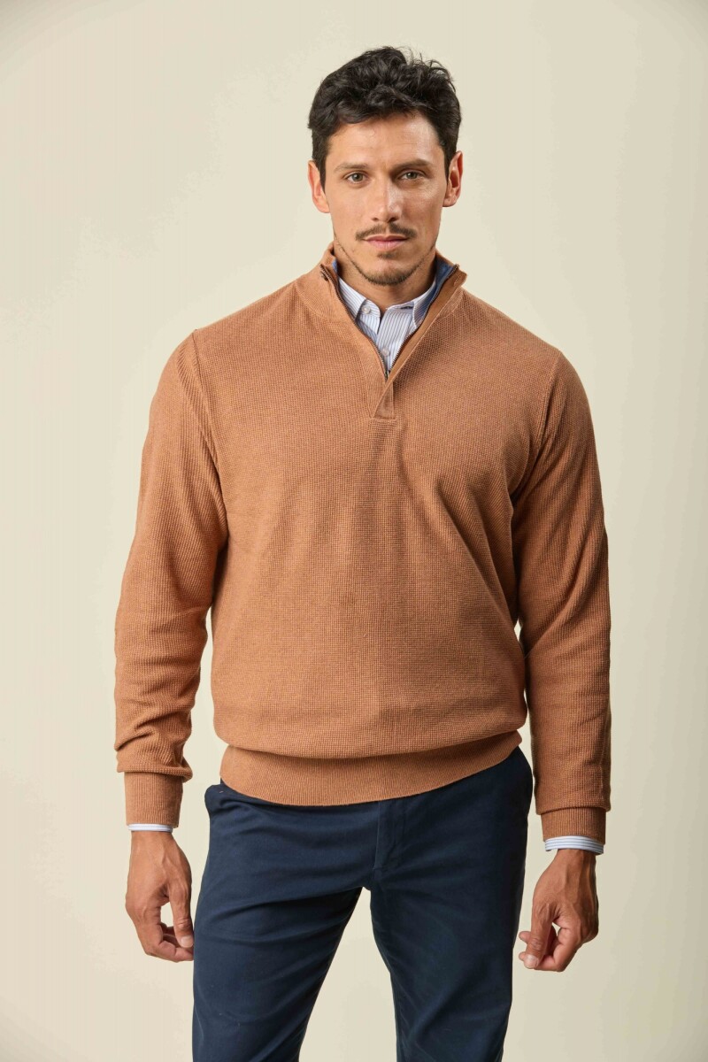 Buzo Algodón Medio Cierre - Ladrillo 