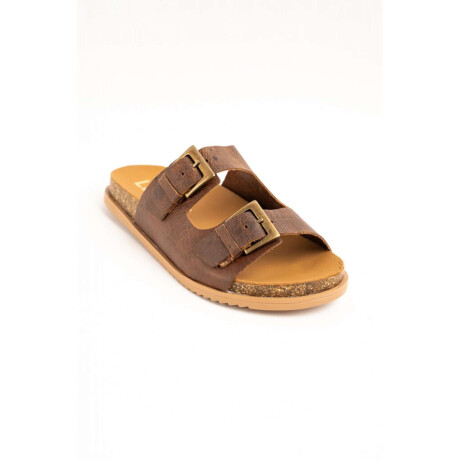 Sandalia Cuero Hebillas Chocolate