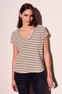 Remera Rayada - Crudo Nácar