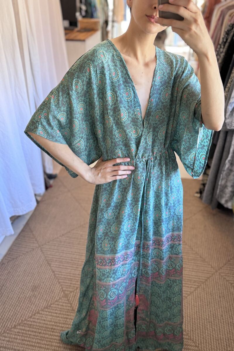 Vestido Manu de seda Tonos turquesa