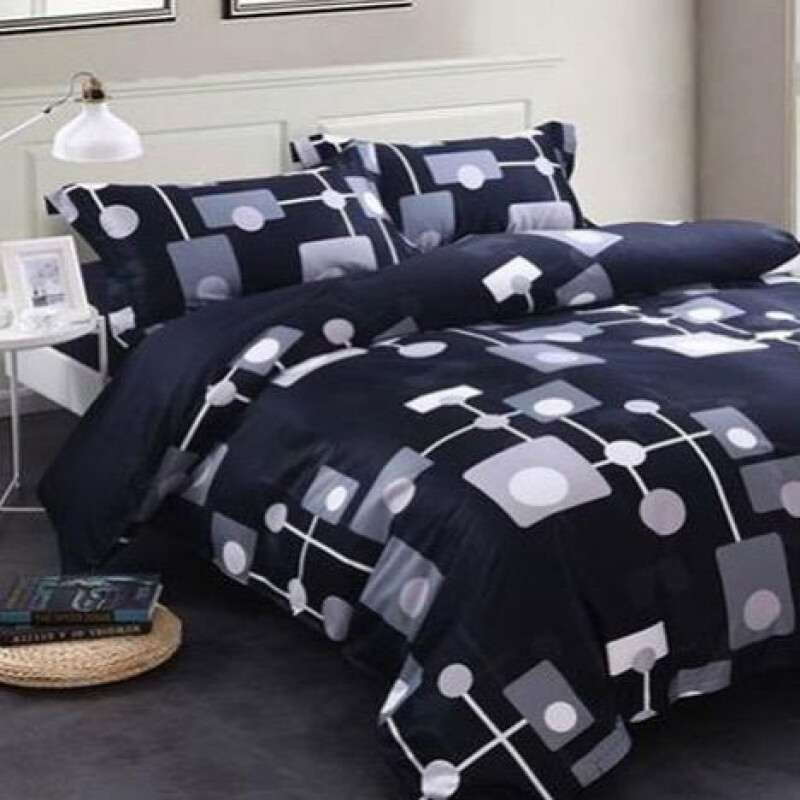 Juego De Sábanas 1 Plaza ESTAMPADOS Cotton Flor GEOMETRICO AZUL MARINO MODERNO