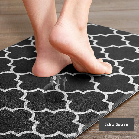 Set 2 Alfombras P/ Cocina O Baño Pvc Tatami Acolchado Negro