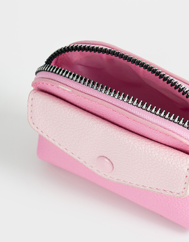 Monederos Monedero De Cuerina Bicolor - Rosa Viejo