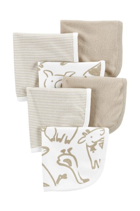Pack seis paños de algodón para aseo, diseño animales Pack seis paños de algodón para aseo, diseño animales