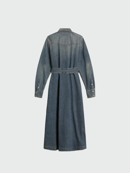 GOLDEN GOOSE - Vesitdo denim camisero con cinturón Azul