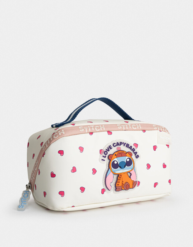 Porta Cosméticos Portacosméticos "stitch Capybara" - Blanco Crema