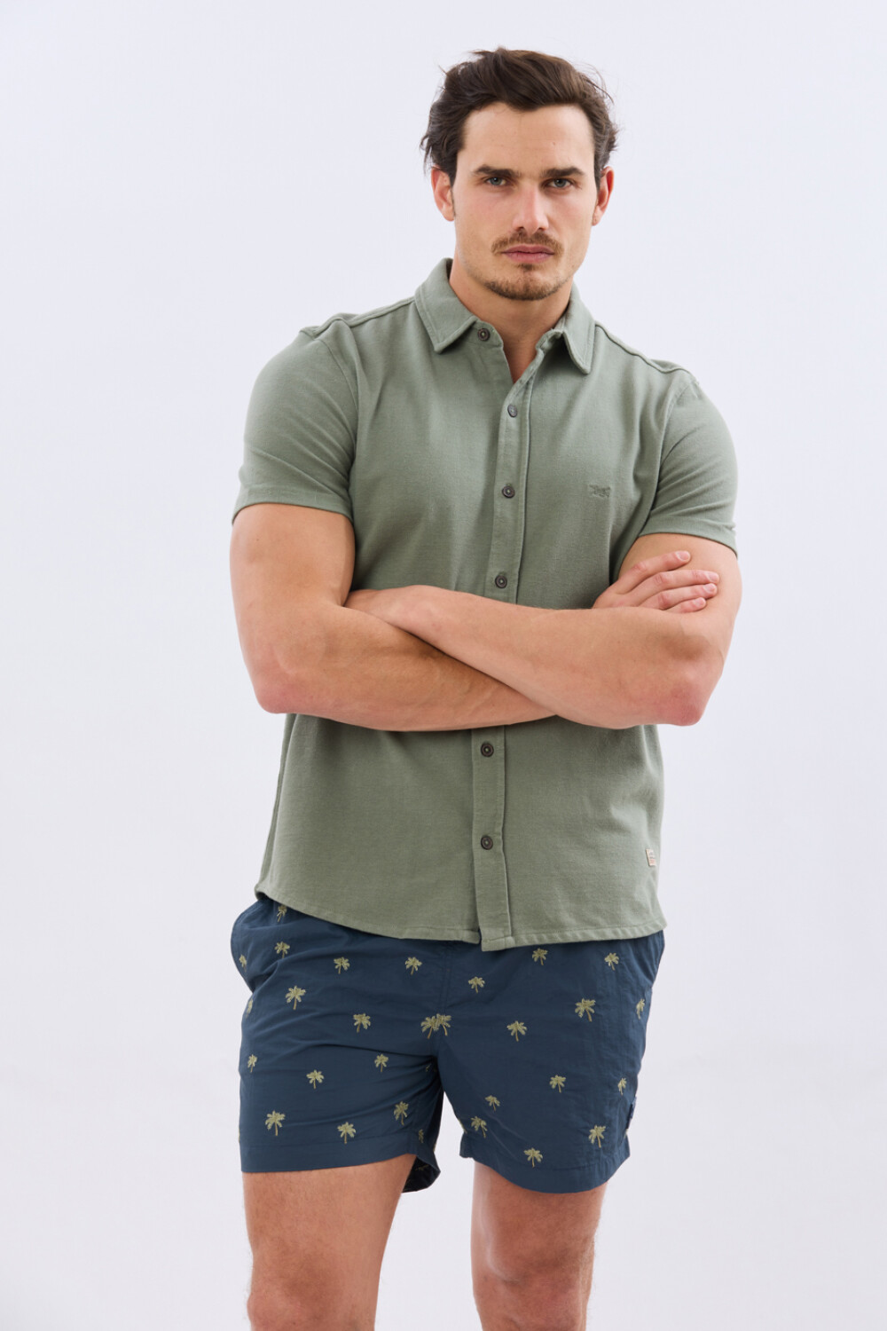 SHORT DE BAÑO BORDADO Azul