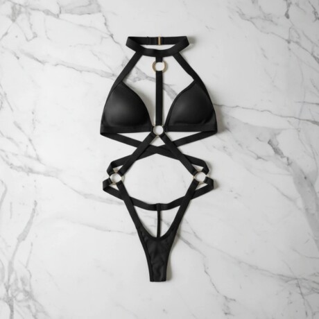 Body Tipo Trikini Y Choker De Vinilo Body Tipo Trikini Y Choker De Vinilo