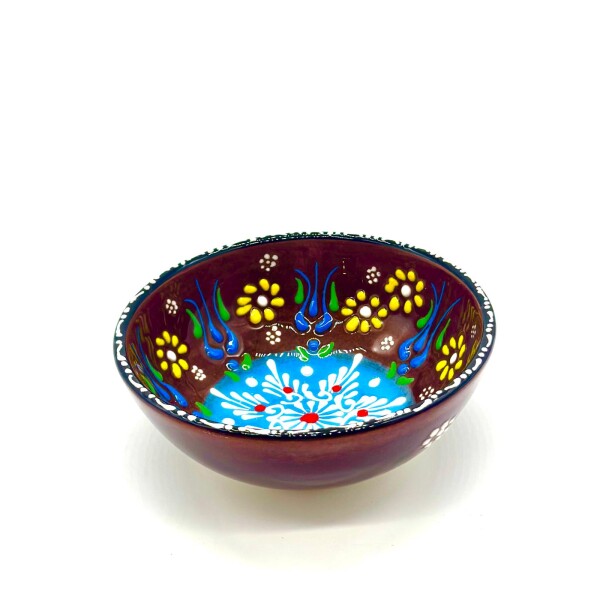 Bowl de cerámica pintado 12 cm Marrón