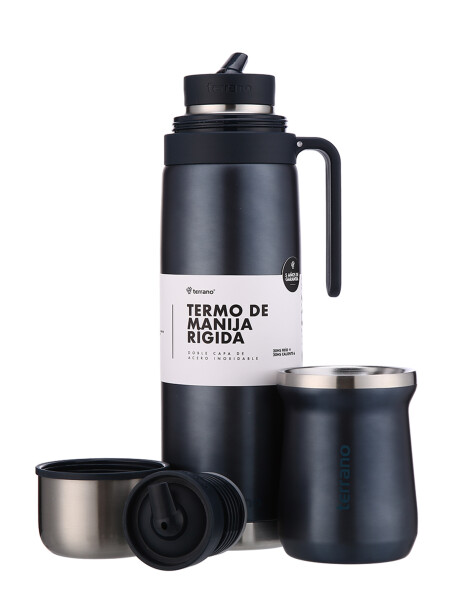 Termo Manija Rigida + Mate Acero inox. Azul Metalizado