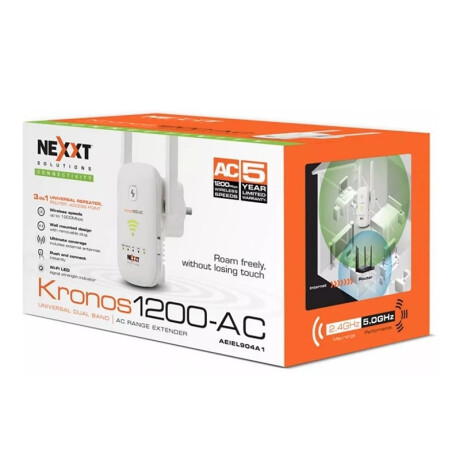 Extensor Nexxt Kronos 1200 W-AC wifi Dual Band 2.4/5 Extensor Nexxt Kronos 1200 W-AC wifi Dual Band 2.4/5