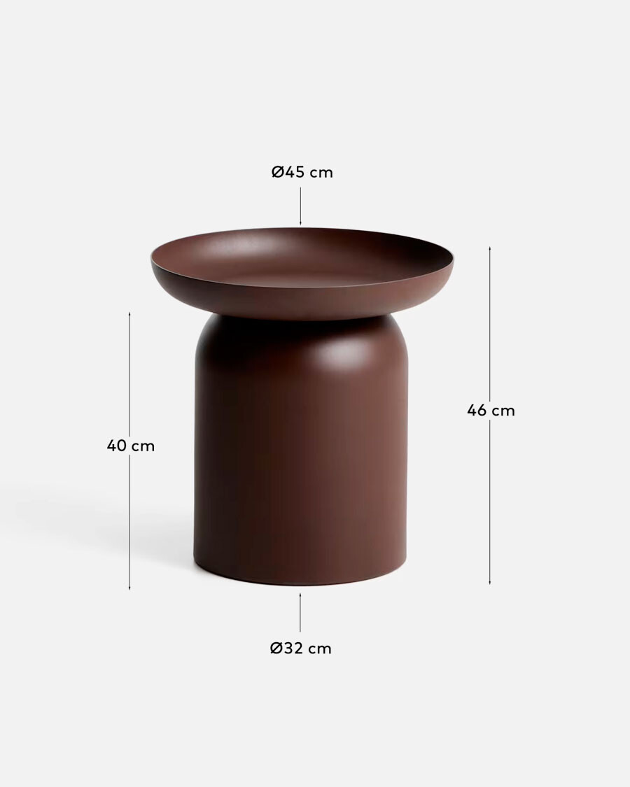 Mesa auxiliar Arcola de aluminio marrón Ø45 cm