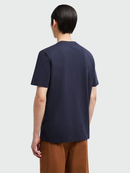 Moncler - Remera de algodón estampada con el nombre de la marca Azul