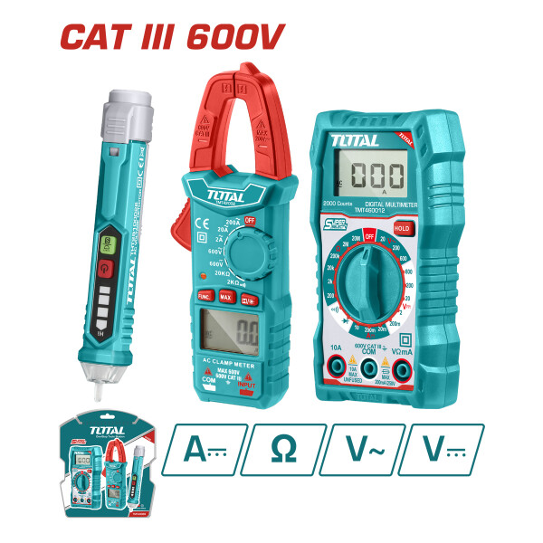 Kit Electricista: Multímetro, Pinza Amperimétrica Y Detector De Voltaje Total Kit Electricista: Multímetro, Pinza Amperimétrica Y Detector De Voltaje Total