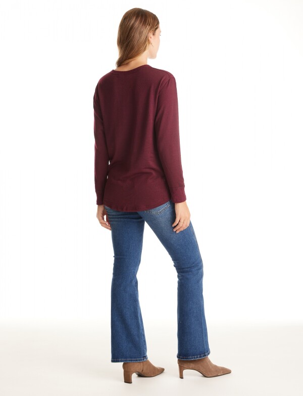 Buzo Escote Henley BORDEAUX