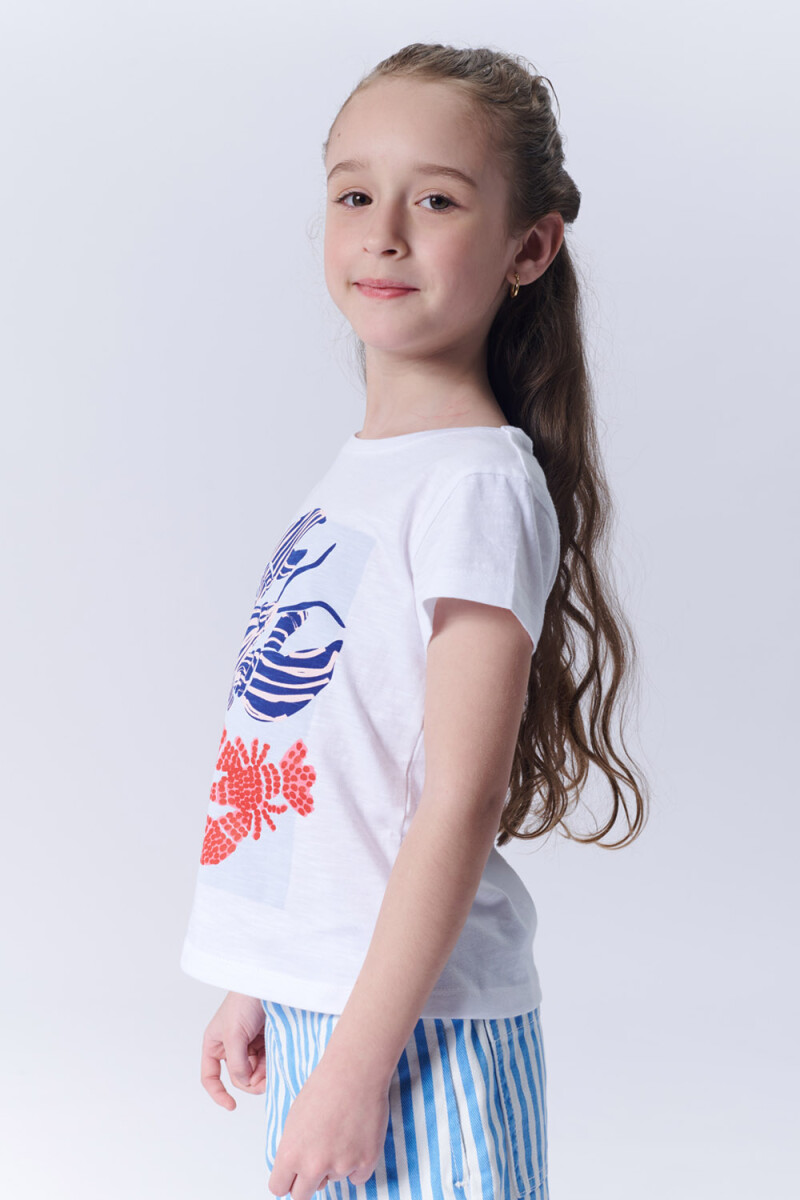 Remera manga corta slub estampa Langostas Blanca