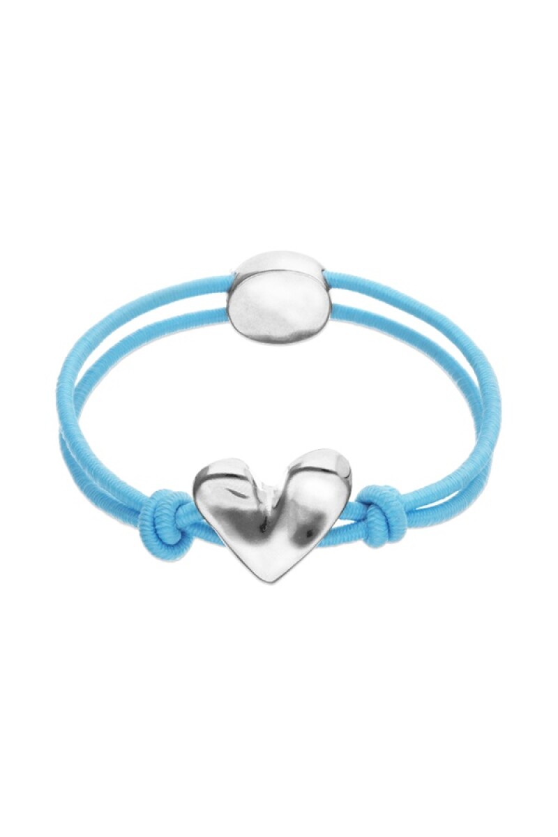 PULSERA DE HILO ELÁSTICO AZUL CON CORAZÓN BAÑADO EN PLATA DE LEY - Pulsera 