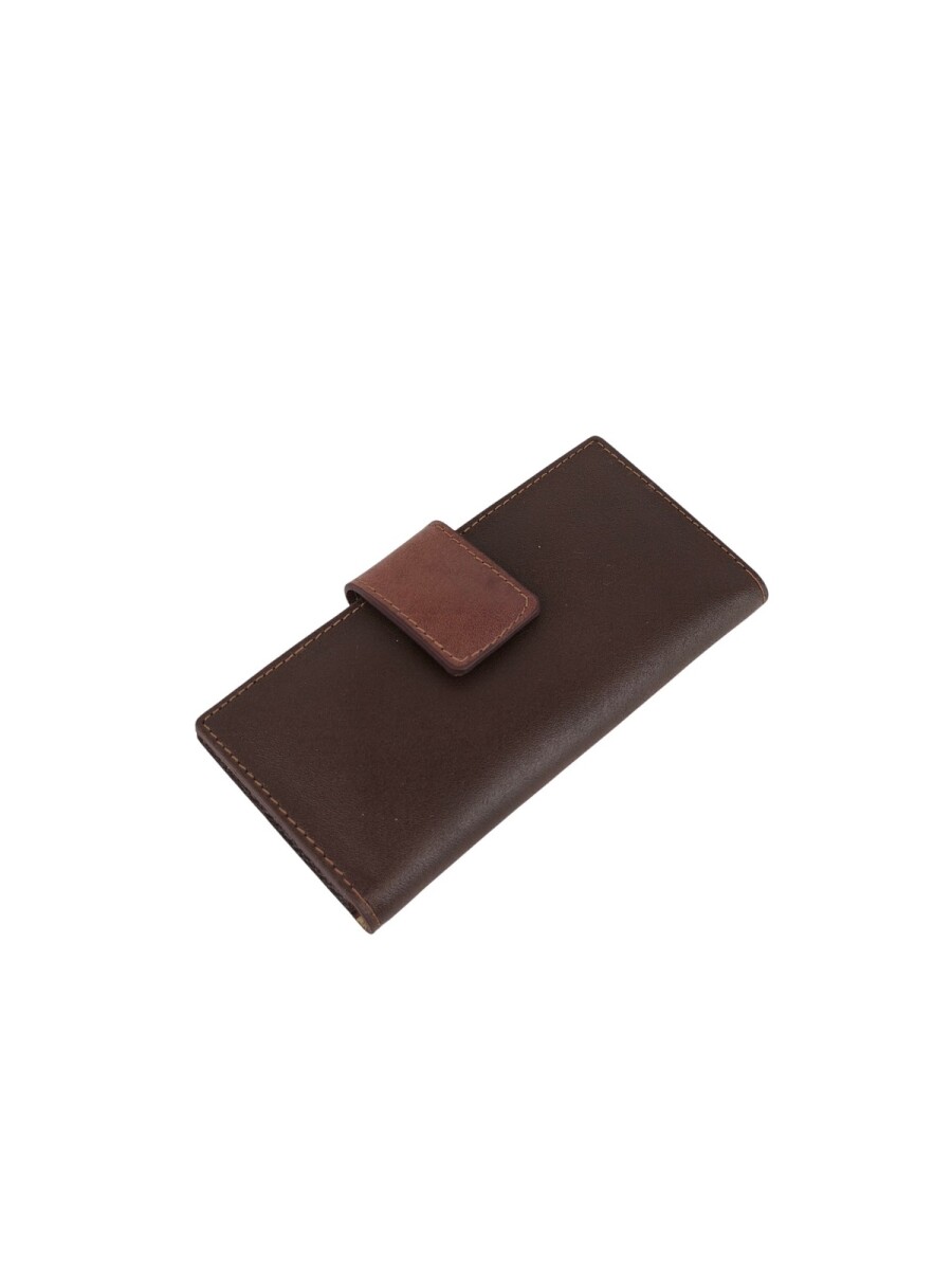 Billetera Larga para Dama en Cuero Genuino | Cierre Imantado - Marron 