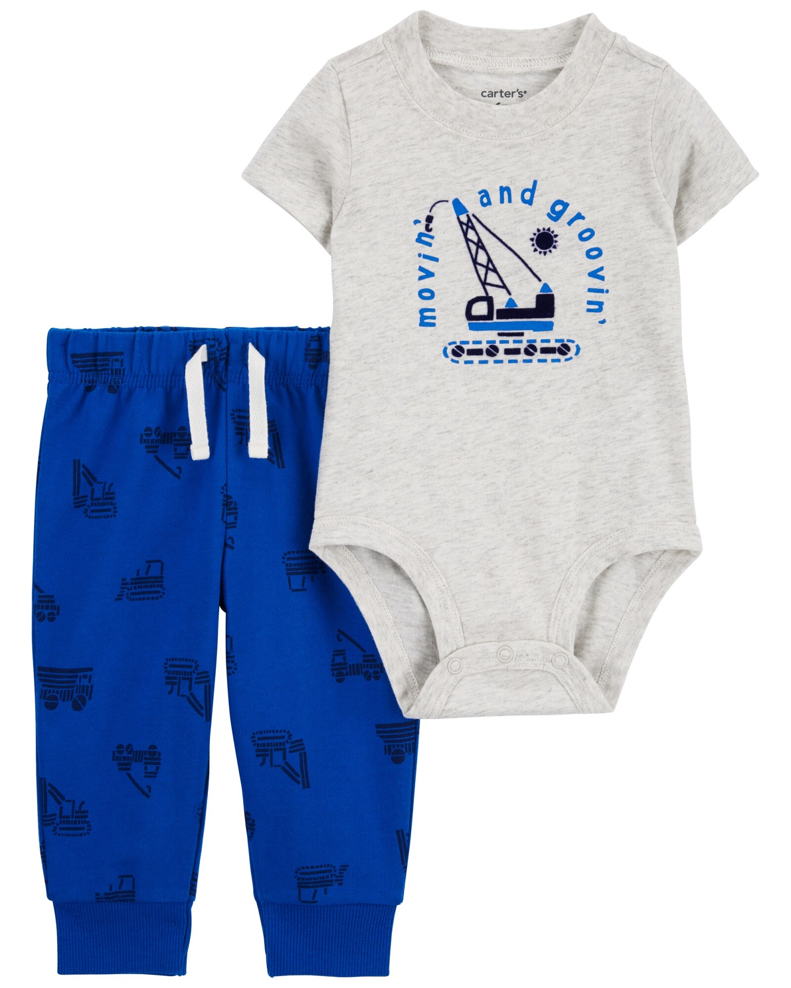 Set dos piezas de algodón, pantalón y body diseño constructor Sin color