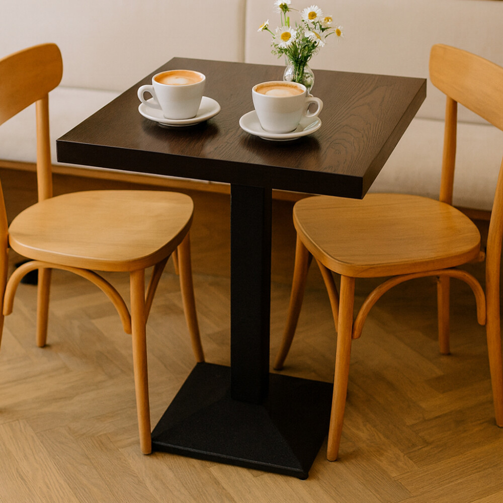 Mesa De Bar Cuadrada De Madera Y Metal Marron oscuro
