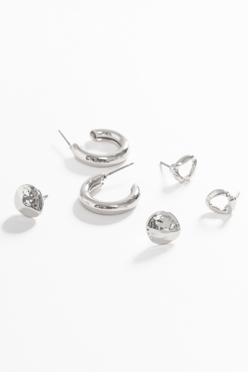 Set de caravanas pin plateado