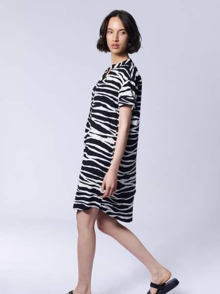 Vestido corto camisero Estampado Zebra Negro