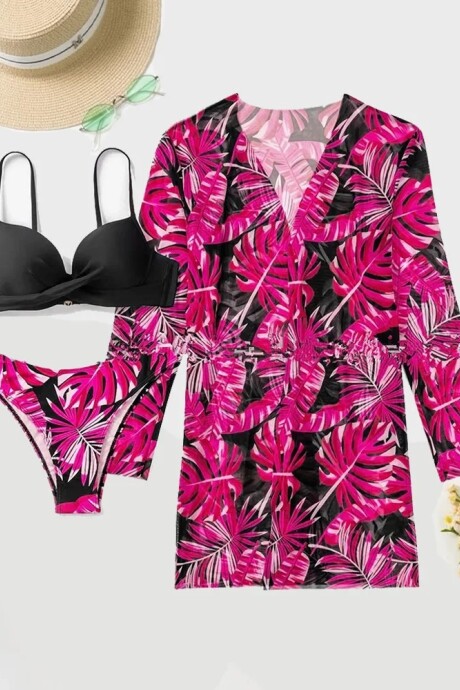 Bikini GRAND TURK + kimono de regalo. Fucsia