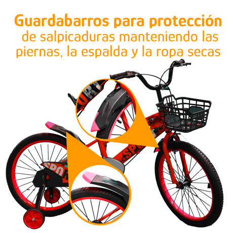 Bicicleta Infantil Rodado 20 C/Rueditas Aux Estilo Deportivo Rojo