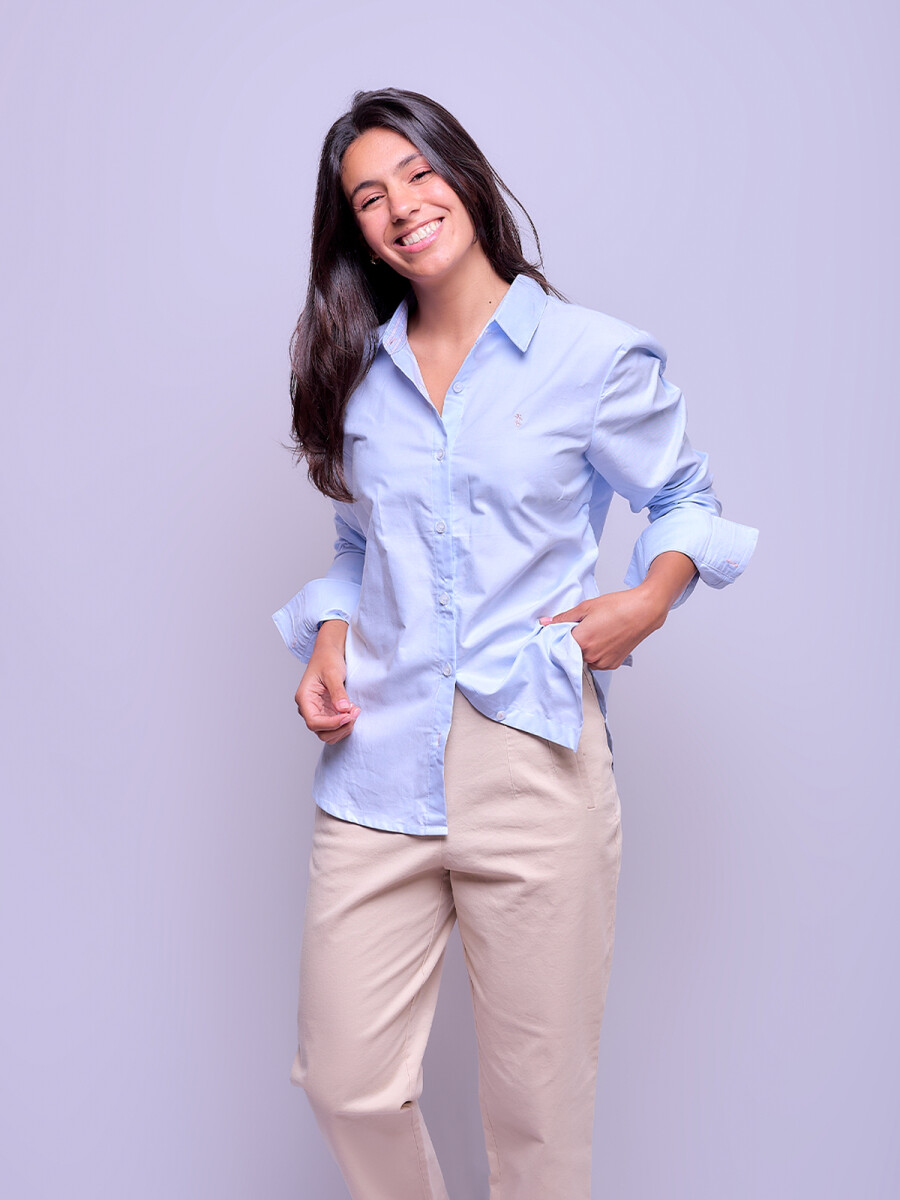 Camisa Dama Clásica - Celeste Lisa 