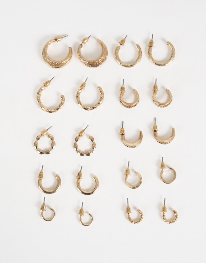 Aros Argollas Set Metal Aros Argollas Sets - Dorado