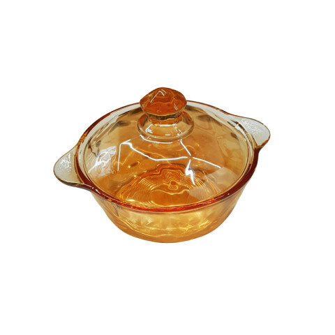 Olla fuente de vidrio ámbar c/tapa Olla Fuente De Vidrio ámbar C/tapa