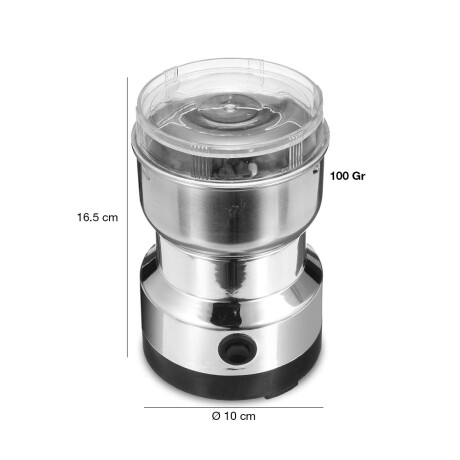 Molinillo Eléctrico de Café y Granos c/Bowl Acero Inox 100Gr Plateado