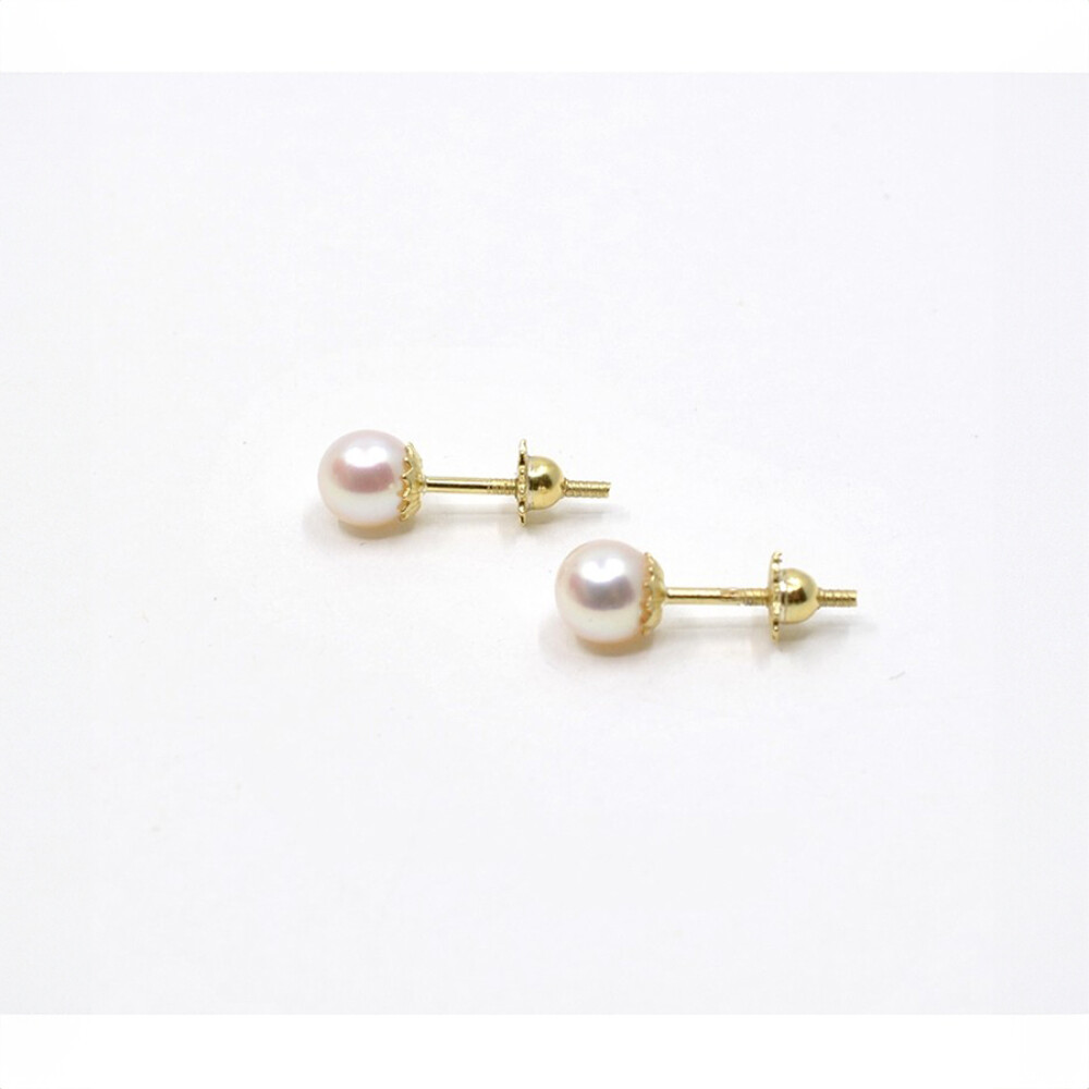 5.5 Mm Caravanas En Oro 18K Y Perlas De Cultivo 5.5 Mm Caravanas En Oro 18K Y Perlas De Cultivo