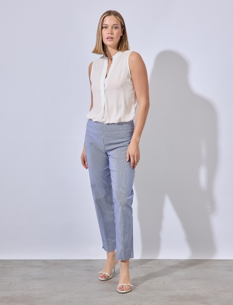 Pantalon Lineas - Azul/blanco 