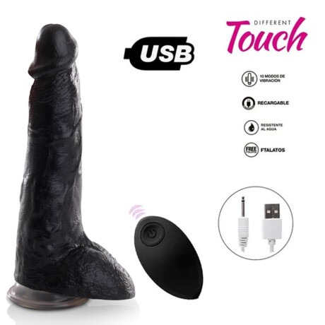 Vibrador Realista A Control Remoto Recargable USB Negro