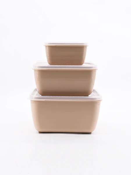 CONTENEDORES MULTIUSO CUADRADO SET X 3 BEIGE