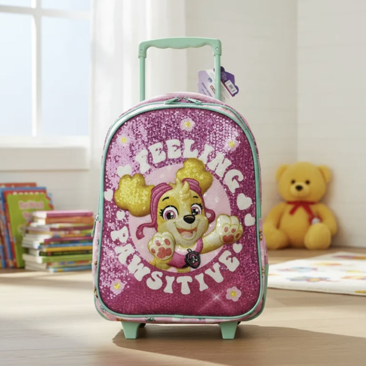 Mochila Nickelodeon 3D Con Carro 40x30 Cm Paw Patrol Para Niños Uso Escolar Cómoda 